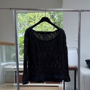 American Eagle Outfitters Grey/Black Lace Top